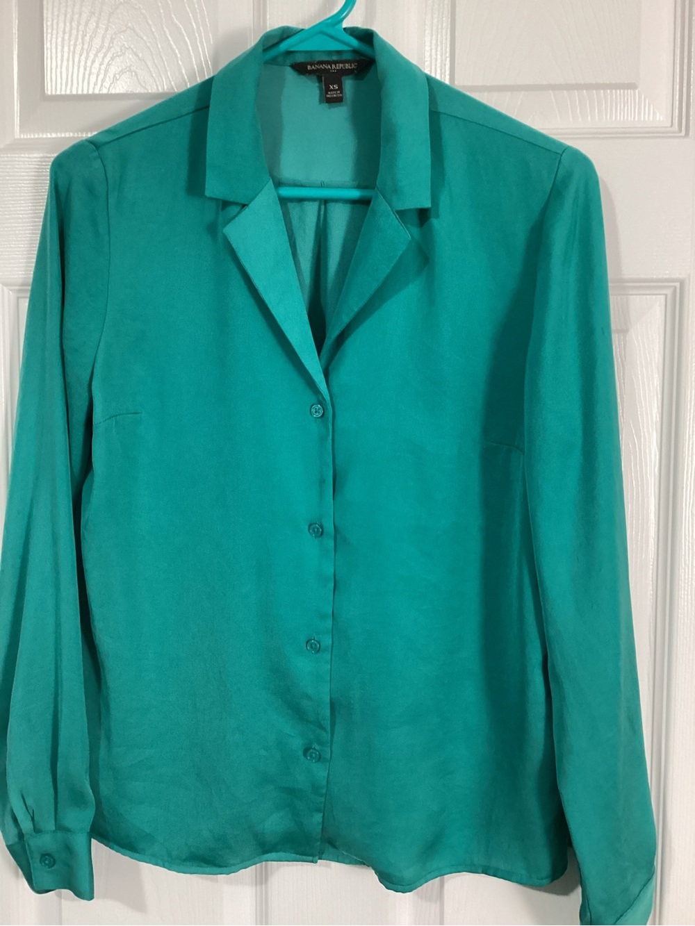 Banana Republic Teal Green Button-Front Women's Silky Blouse